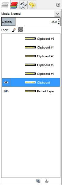Screenshot showing GIMP's layer view